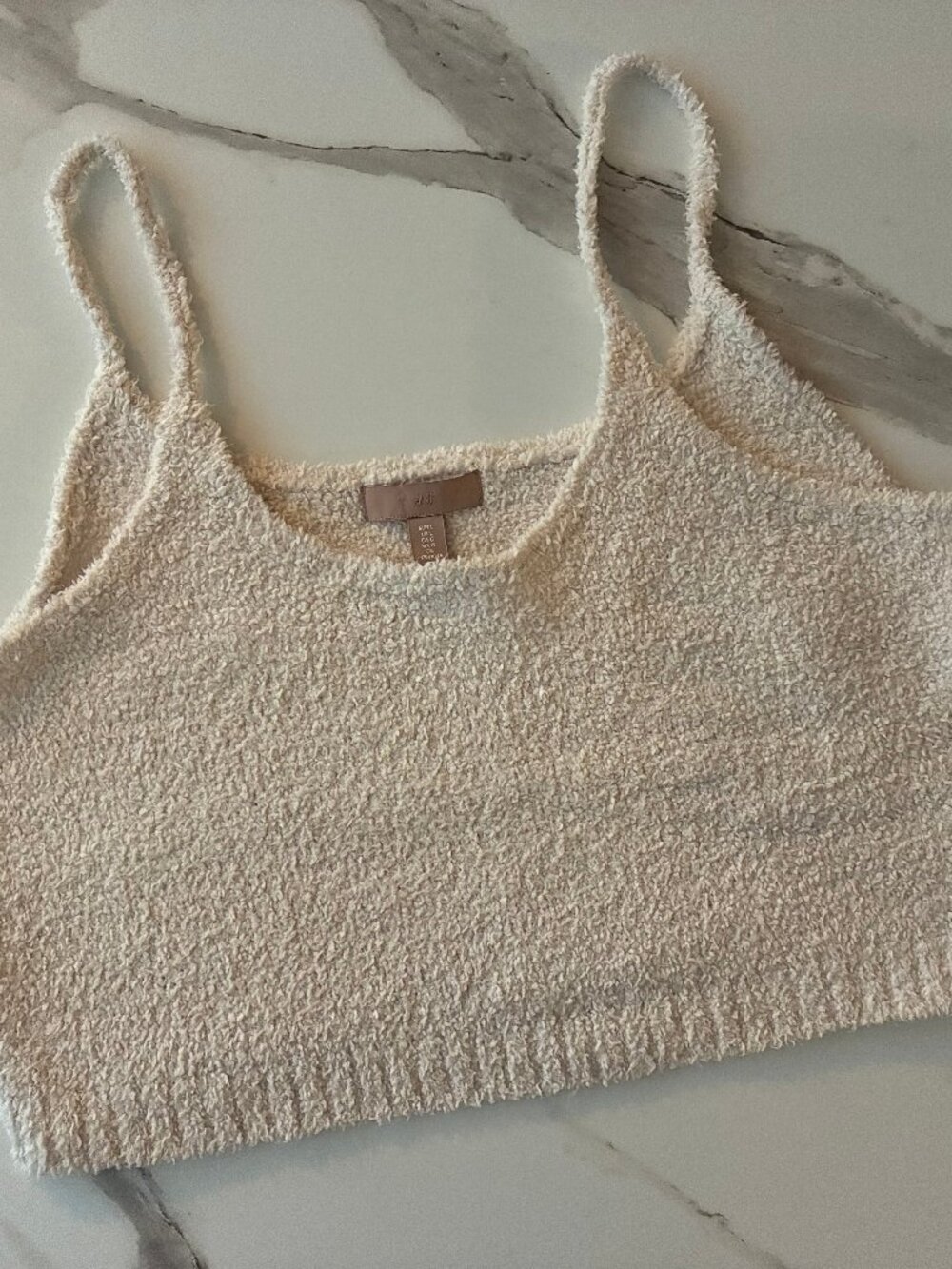 Fuzzy Crop Top H&M (L) Bralette Cream Ivory